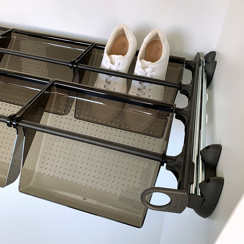 Plus - Shoe rack 6V - brown - brown - transparent polycarbonate 3